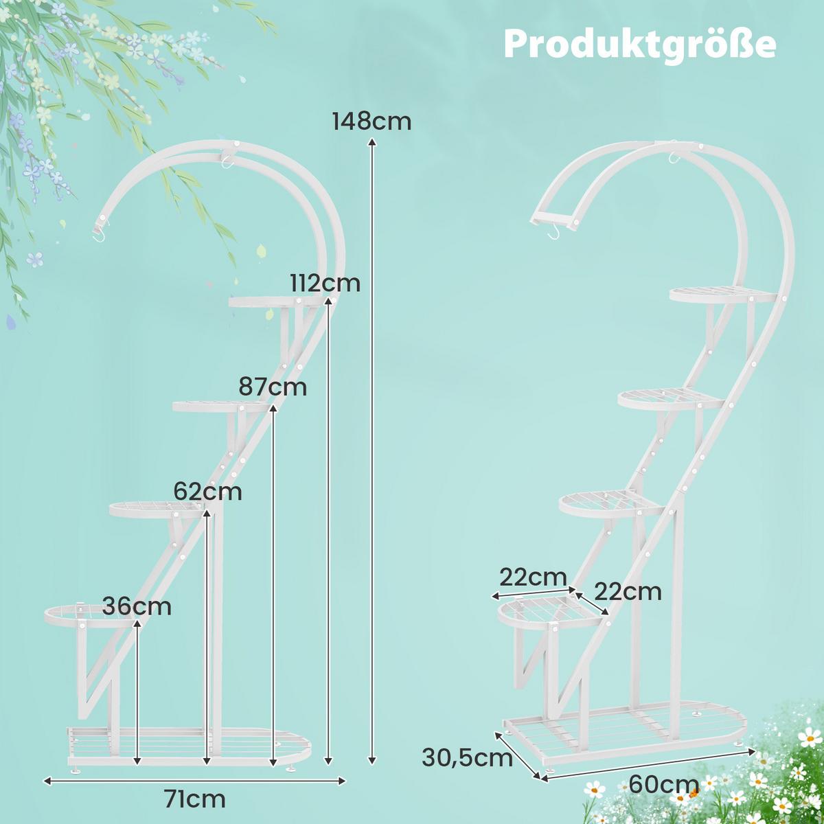 PFLANZENSTÄNDER Weiß - Weiß, Metall (71/148/30.5cm) - COSTWAY
