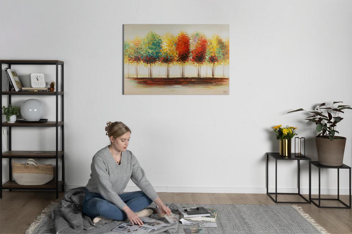 ÖLGEMÄLDE 120/80 cm - Gelb/Braun, Holz/Textil (120/80cm) - KUNSTLOFT
