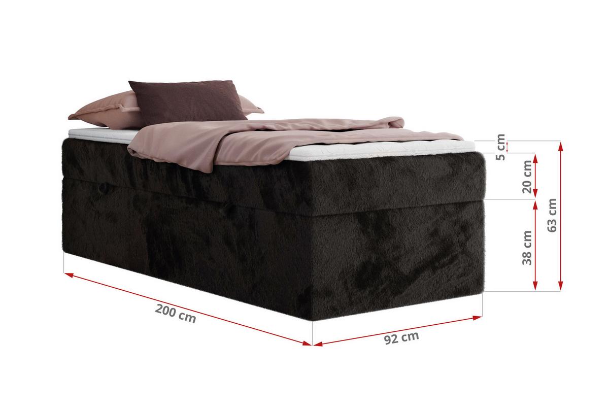 BOXBETT ZERO 90/200 - Schwarz Plüsch - H4 - Topper T25 - Schwarz, Textil (90/200cm) - MKS