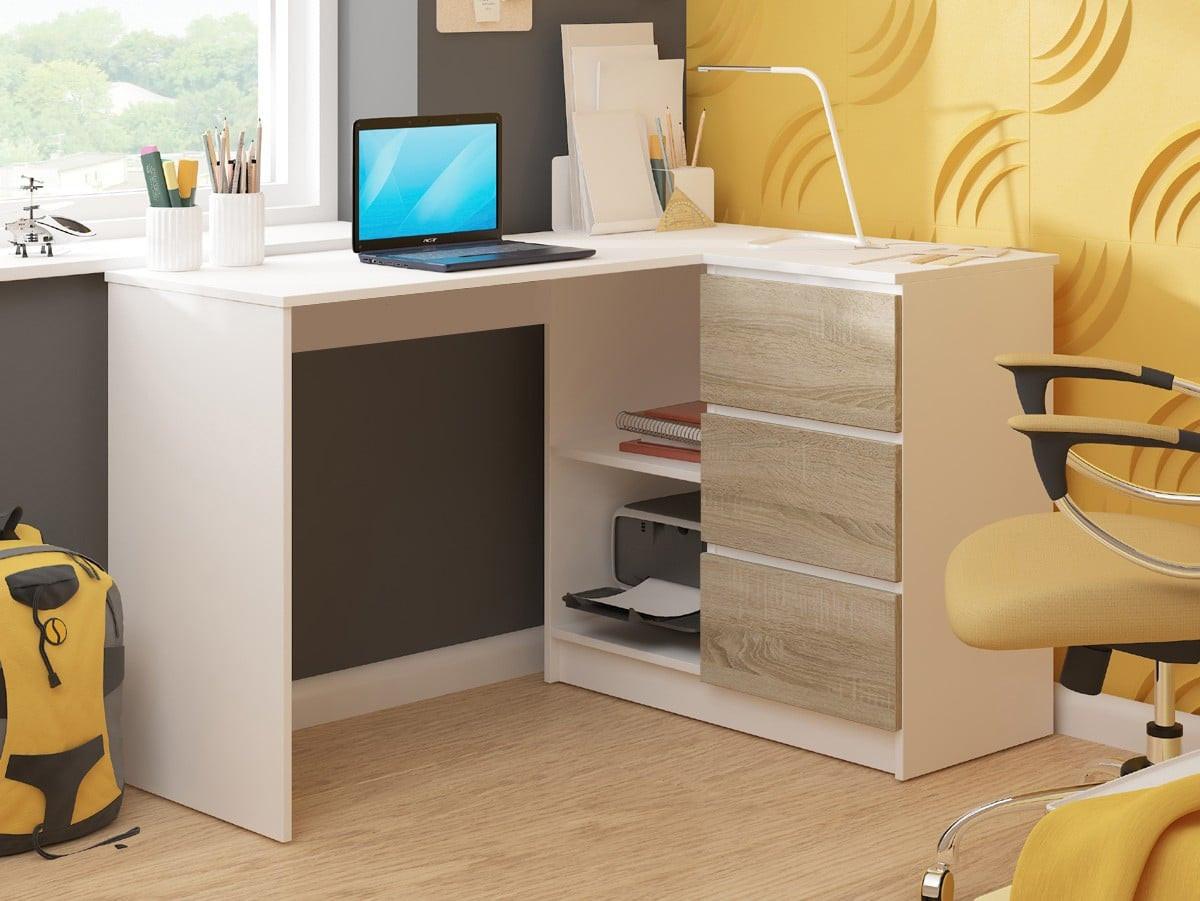 SCHREIBTISCH Weiß, Eiche Sonoma 77/124/85 - Weiß, Holzwerkstoff (124/85/77cm) - RAUMHIRSCH FURNITURE