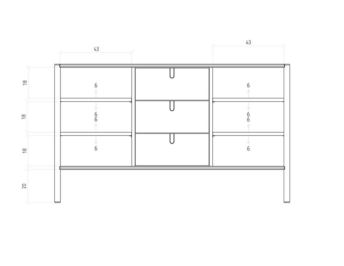 KOMMODE INA Wildeiche - Dunkelbraun, Holz (142/84/46cm) - byoak