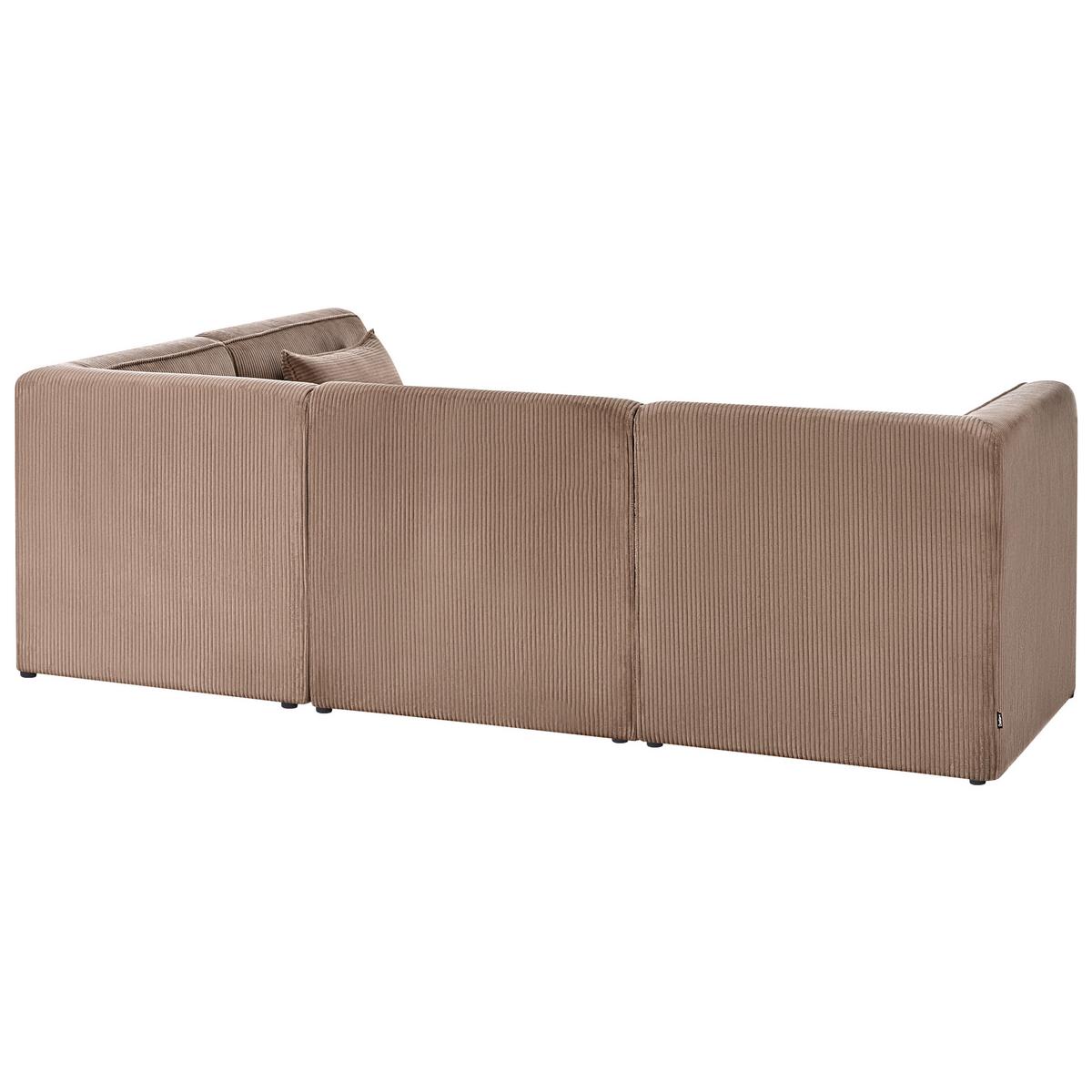 ECKSOFA Modul 4-Sitzer linksseitig Sandbeige Cord mit Ottomane Lemvig - Sandfarben/Beige, Textil (250/166cm) - Beliani