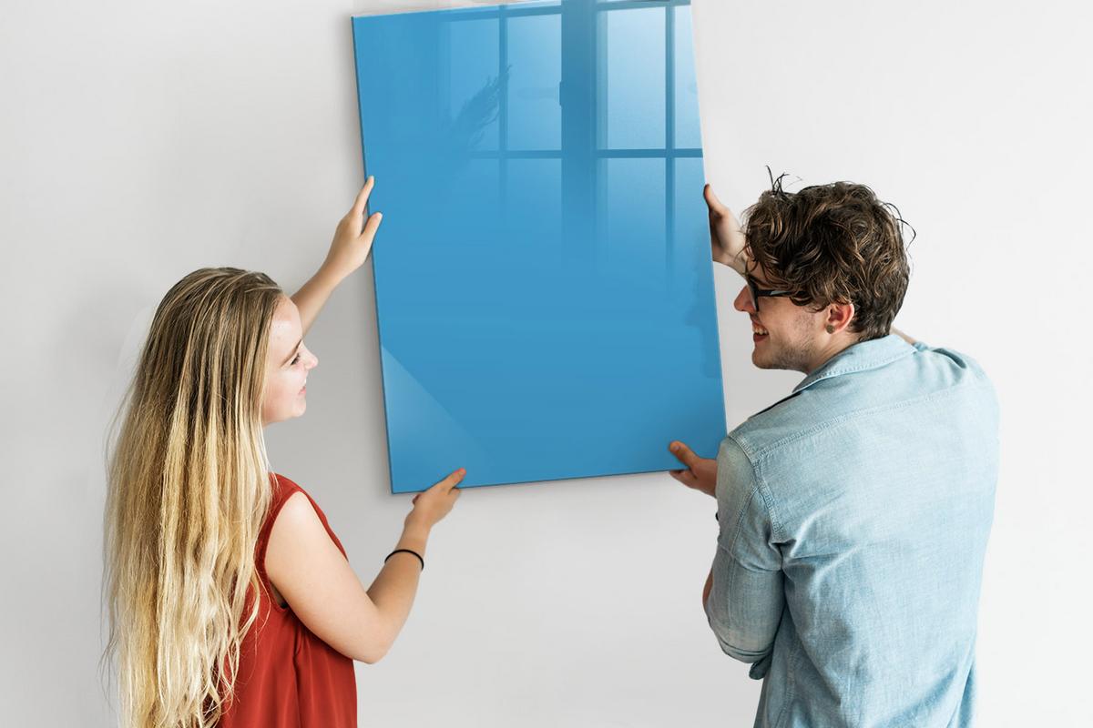 MAGNETTAFEL 70x100 Blau schwarzer Marker - Blau, Glas (70/0.4/100cm) - TULUP