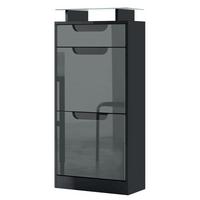 SCHUHSCHRANK Fiesta Grau Hochglanz / Schwarz Hochglanz - Grau, Holzwerkstoff (46/104/23cm) - Vladon