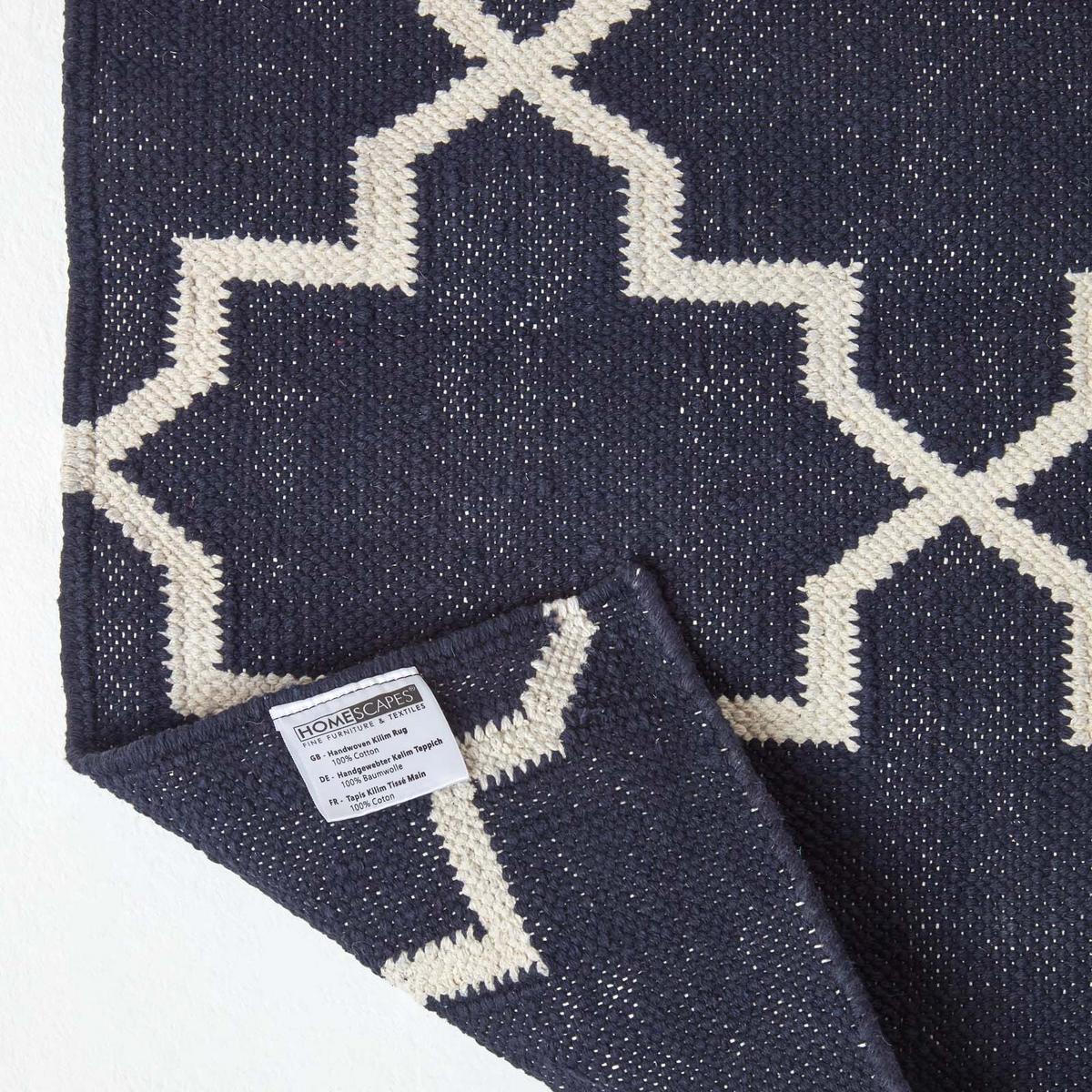 KELIM-TEPPICHLÄUFER Edmonton handgewebt 66/200 cm - Dunkelblau, Textil (66/200cm) - Homescapes