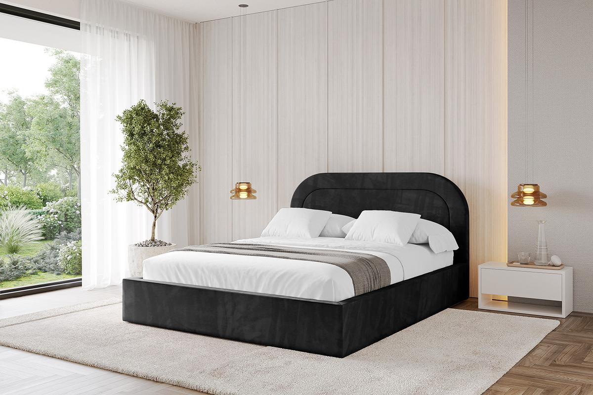 POLSTERBETT mit Bettkasten und Lattenrost, Boxbett ohne Matratze - LERAY 120x200 Schwarz - Schwarz, Holzwerkstoff/Textil (120/200cm) - ALTDECOR