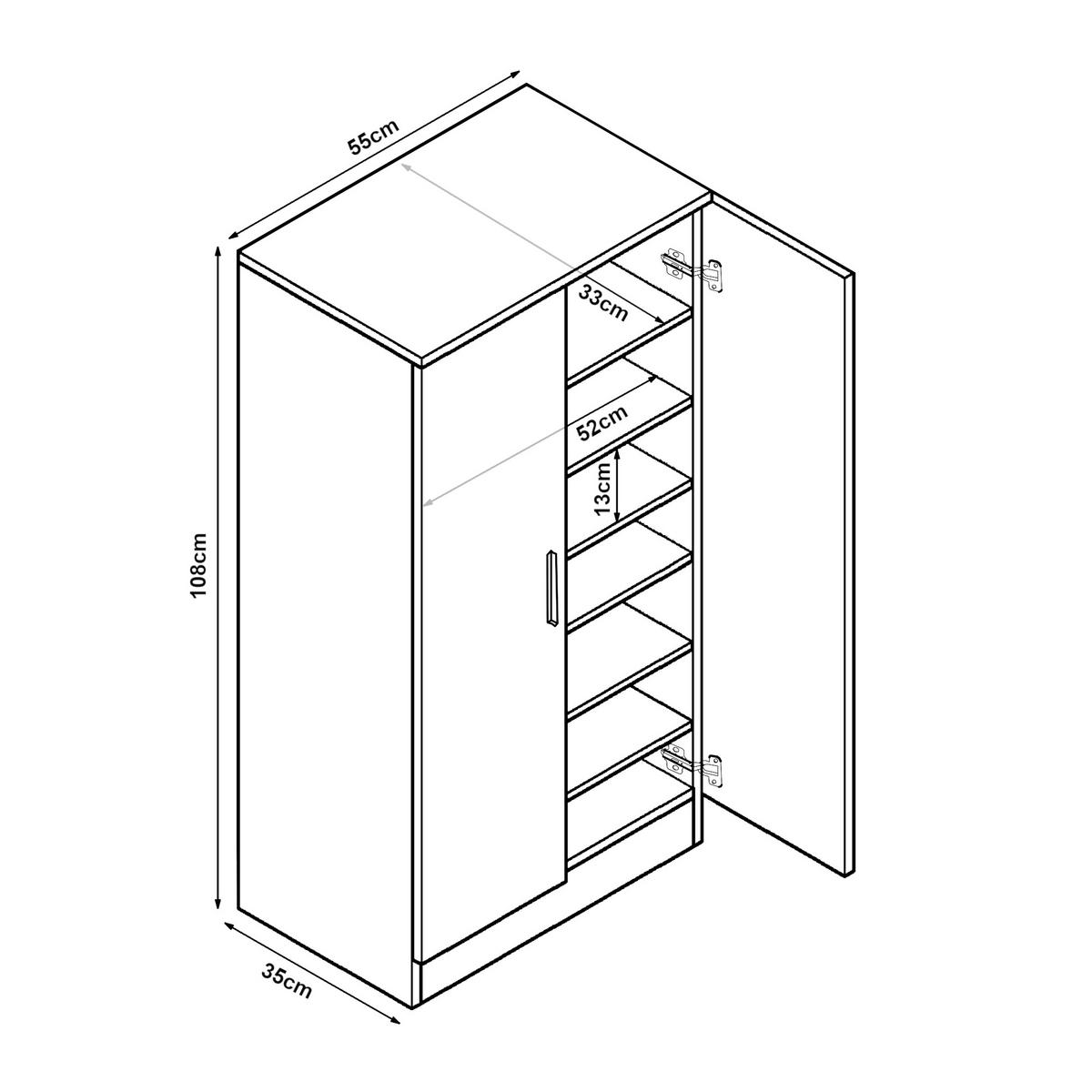 SCHUHSCHRANK Notribontaa - Anthrazit, Holzwerkstoff (55/108/35cm) - [en.casa]