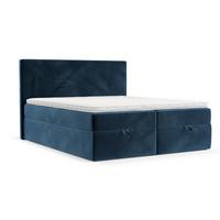 BOXBETT Velma 160/200 cm Dunkelblau im Kronos Stoff - Schwarz/Dunkelblau, Holz/Holzwerkstoff (160/200cm) - AltaBeds