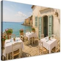 LEINWANDBILD Italienisches Restaurant Blick 60x40cm - Beige, Textil (60/40cm) - Feeby