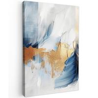 LEINWANDBILD Gold - Blau - Aquarell - Kunst - Modern Deko Groß 90x140 cm - Hellblau, Textil (90/140cm) - MuchoWow