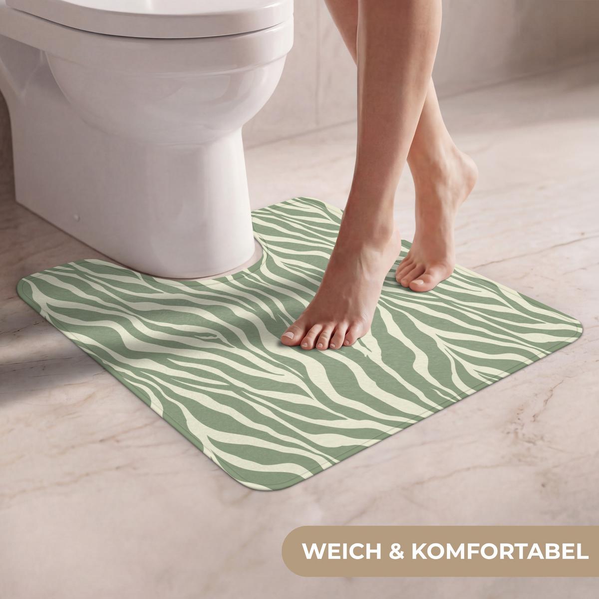 WC-VORLEGER Zebra - Motiv - Grün Toilettenvorleger 55x60 cm - Salbeigrün, Textil (55/1cm) - OnlyWow