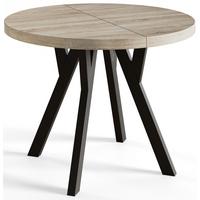 RUNDER Esstisch ausziehbar – Moderner Wohnzimmertisch und Küchentisch – Tisch mit Stabile Konstruktion, Durchmesser 120 cm - 220 cm - Farbe Sonoma - Schwarz/Braun, Holzwerkstoff (120/120/77cm) - Alpi-Möbel