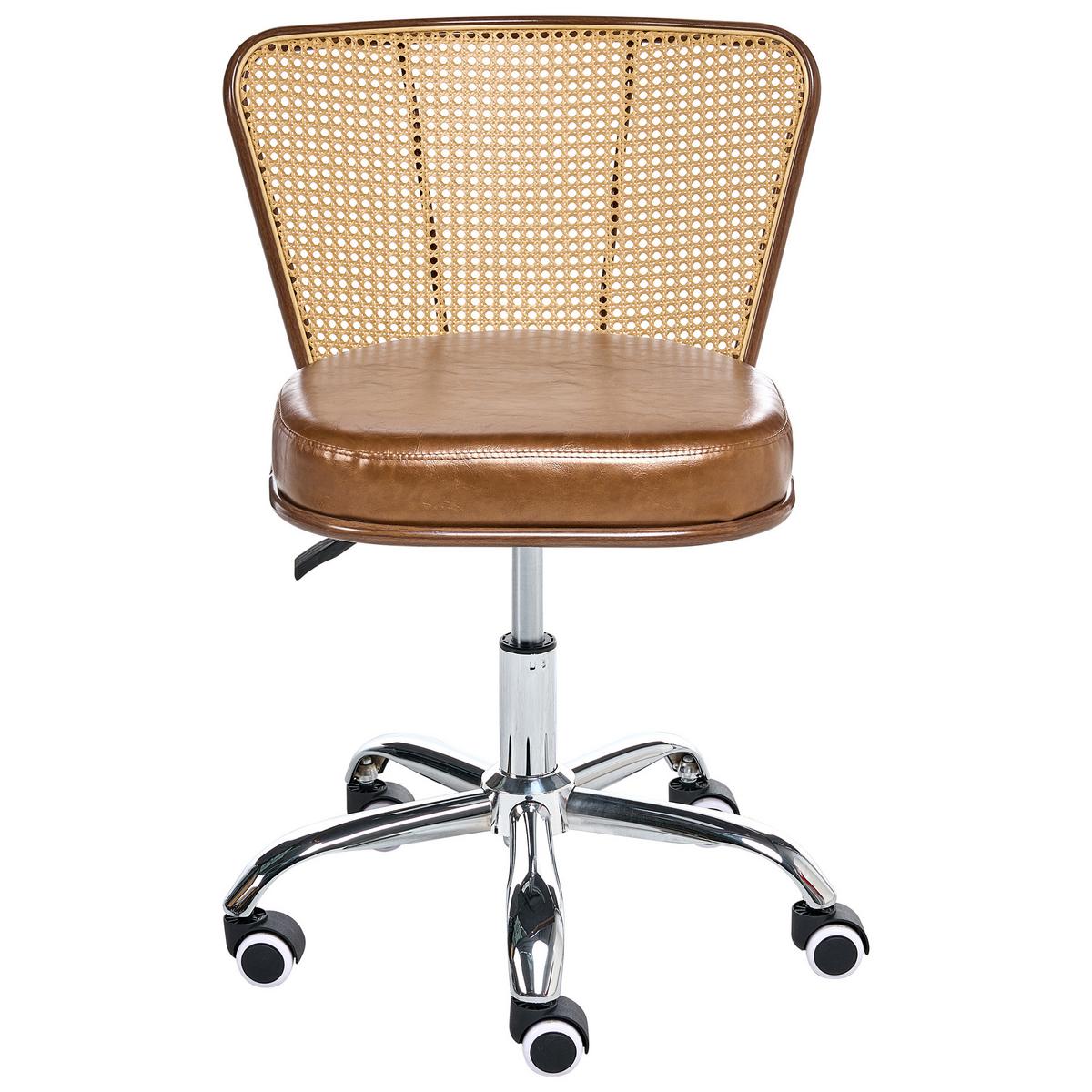 SCHREIBTISCHSTUHL Kunstleder Braun Roswell - Braun, Kunststoff (54/70/50cm) - Beliani