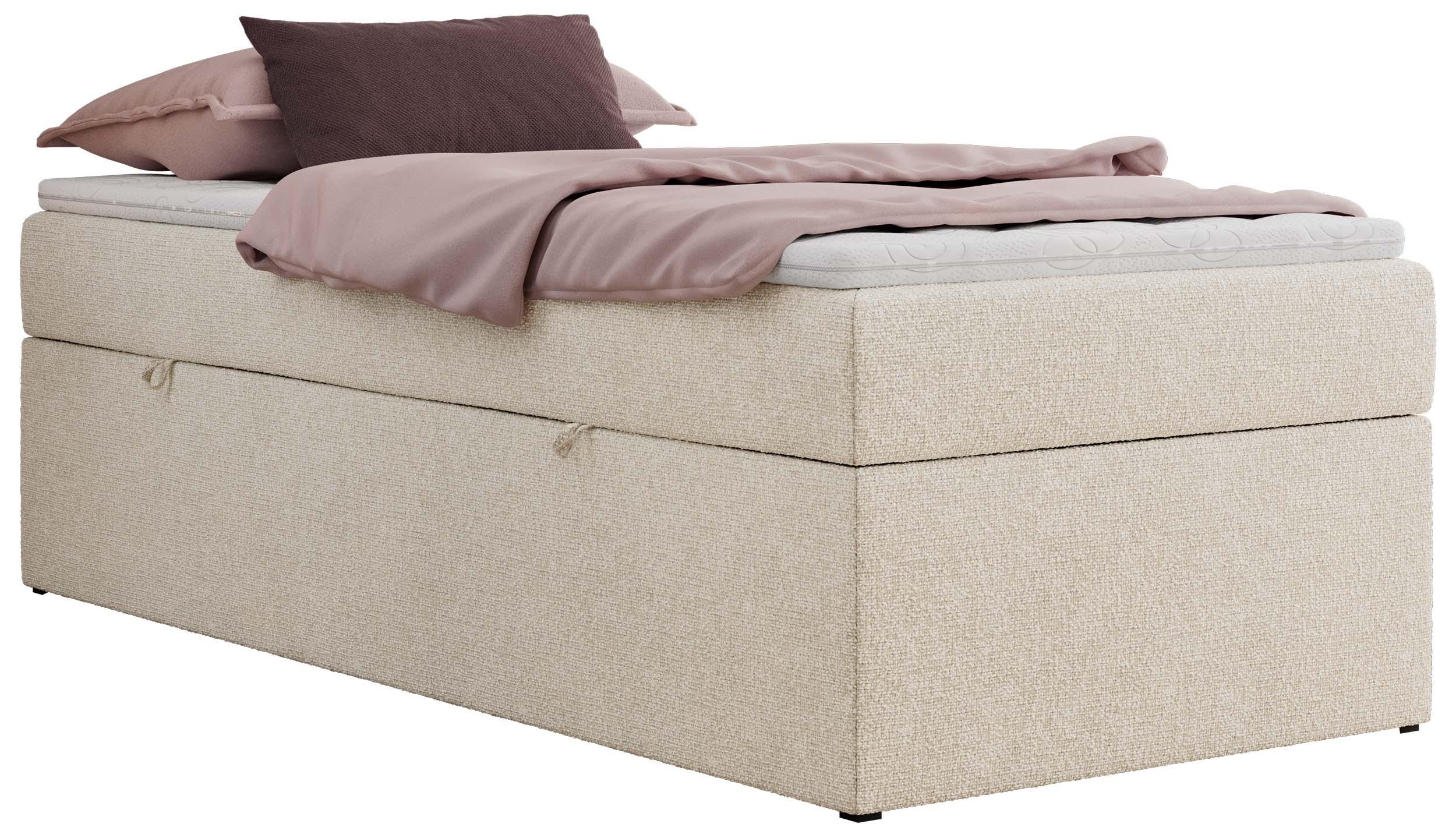 BOXBETT ZERO 90/200 - Creme Struktur - H4 - Topper T25 - Creme, Textil (90/200cm) - MKS