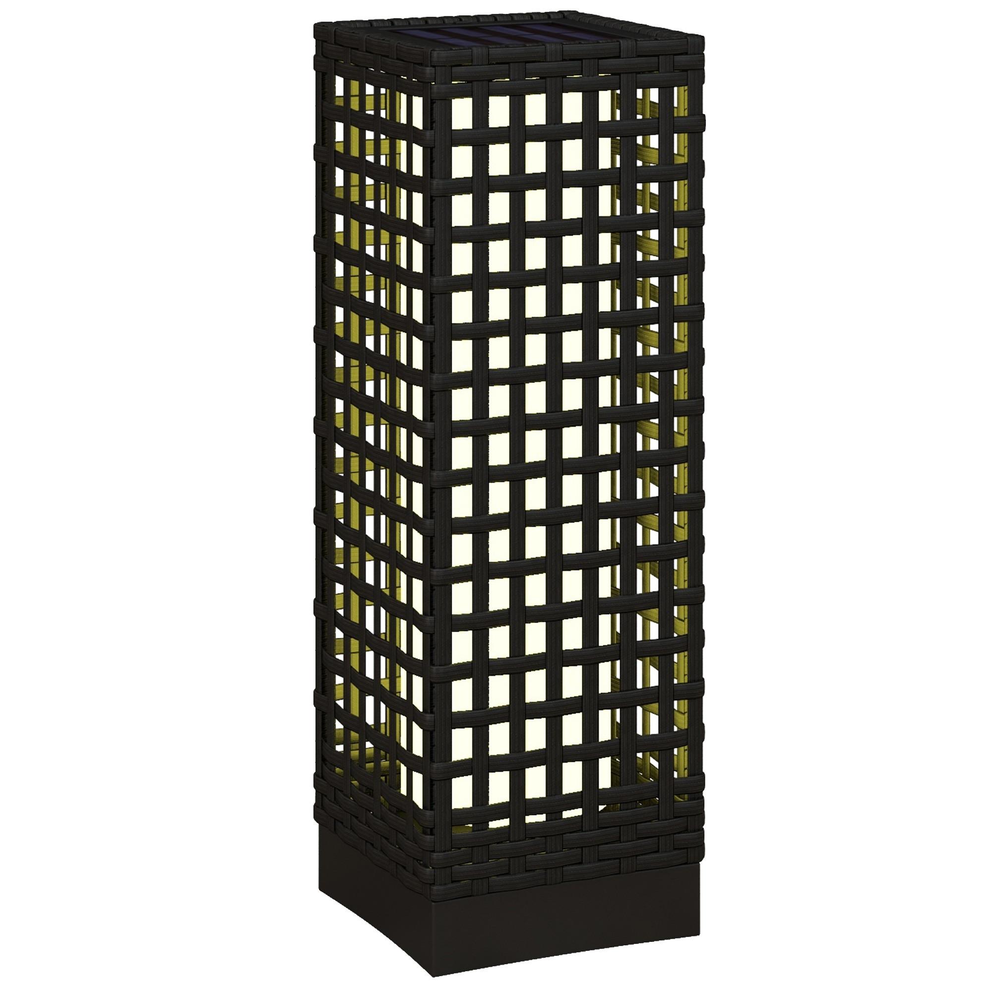 SOLARLEUCHTE, für Balkon, Terrasse, Stahl, Schwarz, 15,5 x 15,5 x 46 cm - Schwarz, Kunststoff (15.5/15.5/46cm) - Outsunny