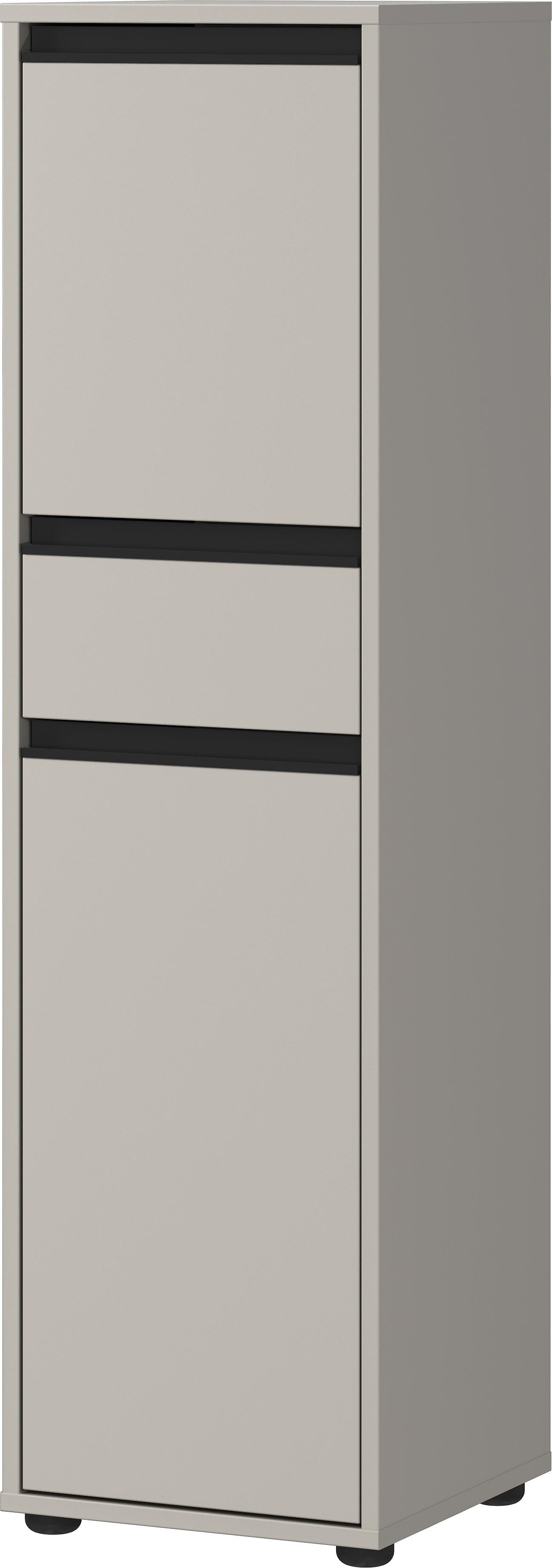 BADSCHRANK schmal HAMBURG Soft-Close, 33x121x34 cm | Steingrau - Grau, Holzwerkstoff (33/121/34cm) - KADIMA DESIGN