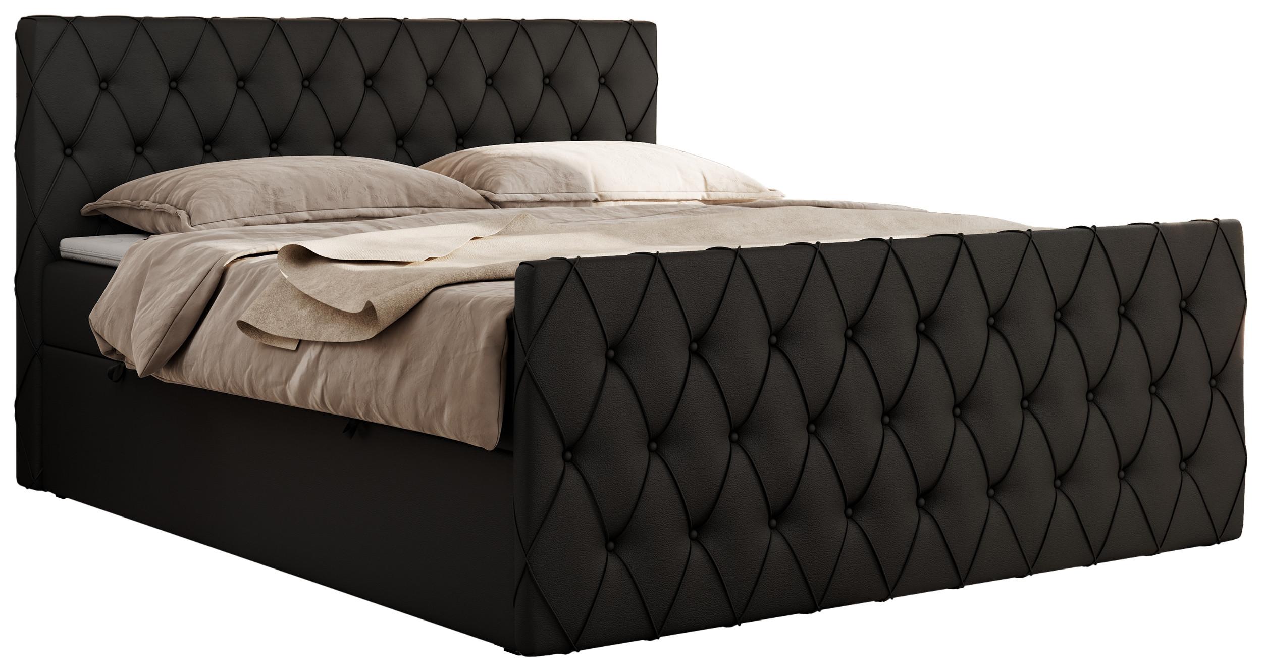 BOXBETT MIREN DUO 140/200 - Schwarz Kunstleder - H3 - Schwarz, Holz/Textil (140/200cm) - MKS