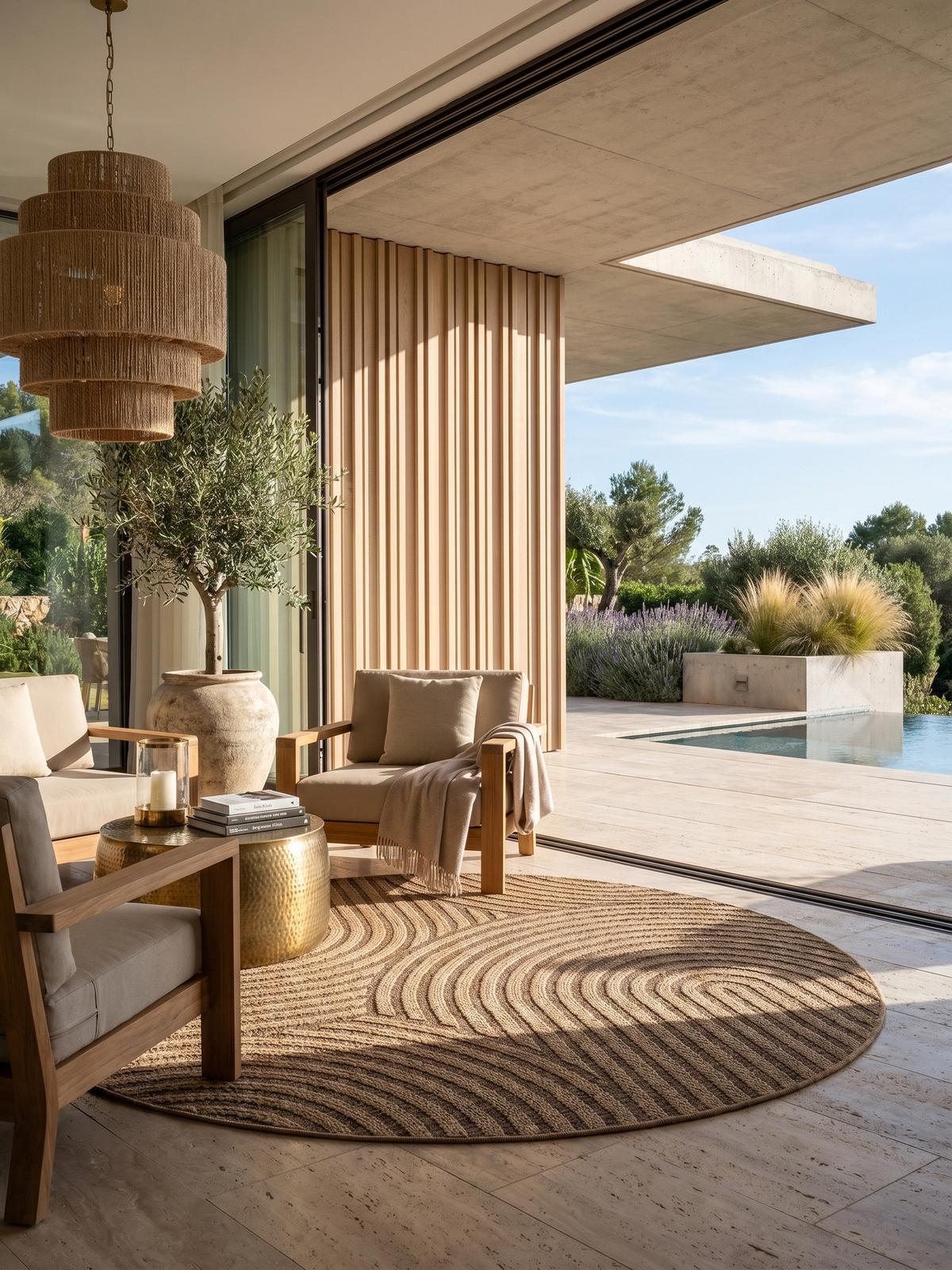 TEPPICH Outdoor ARLBERG in Beige, in Jute-Optik, Ø 160 cm - Beige, Textil (160/160cm) - KADIMA DESIGN