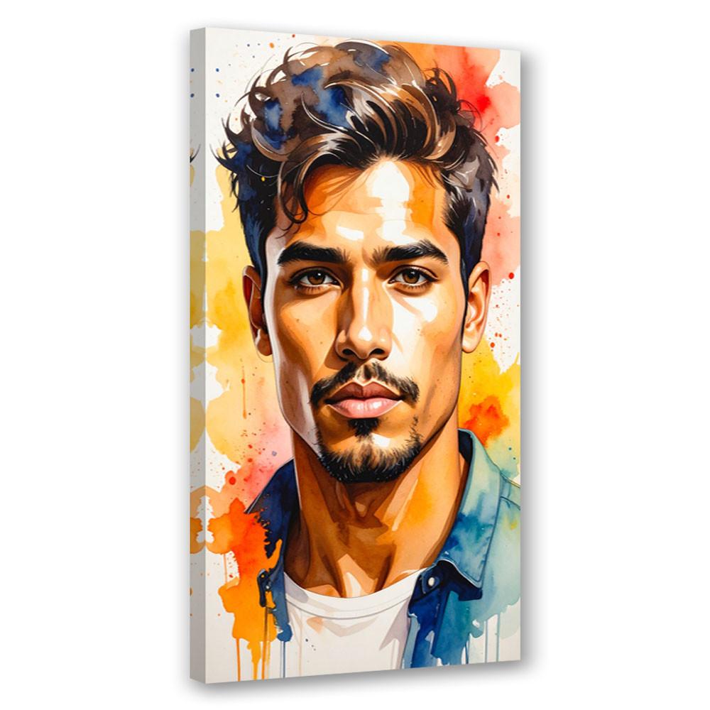 LEINWANDBILD Hübscher Mann Modell 60x120cm - Multicolor, Textil (60/120cm) - Feeby