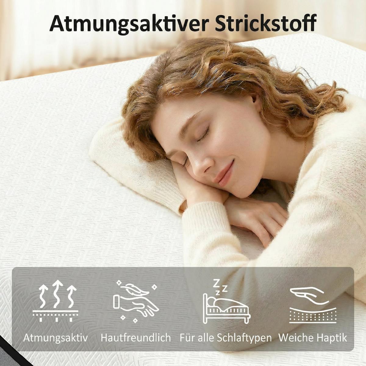 DOPPELMATRATZE Gestricktes-Gewebe Gel-Memory-Schaum Grau - Grau, Textil (140/200cm) - HOMCOM