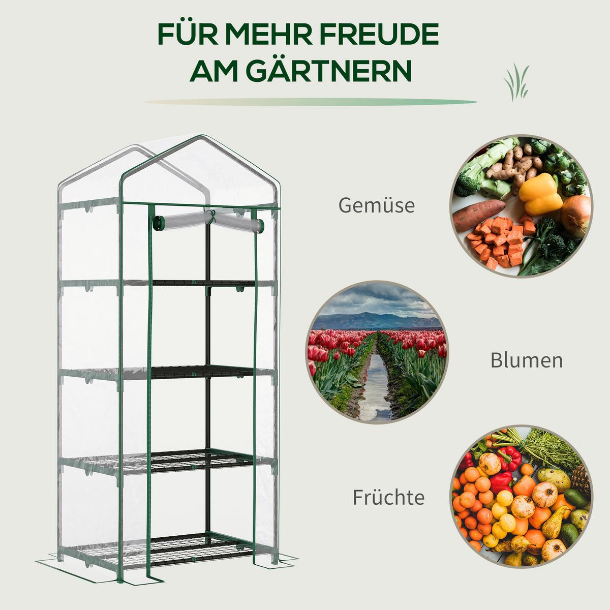 FOLIENGEWÄCHSHAUS, Transparent, PVC, Stahl - Transparent, Kunststoff (50/160/70cm) - Outsunny