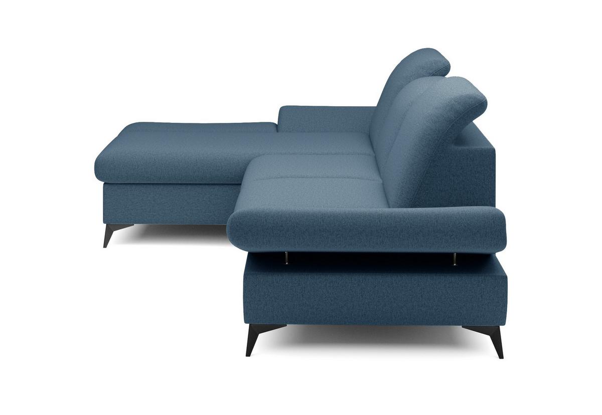 ECKSOFA FELICE L-S Dunkelblau Geflochtener Stoff mit Schlaffunktion - Dunkelblau, Holz (284/166cm) - MASSENO