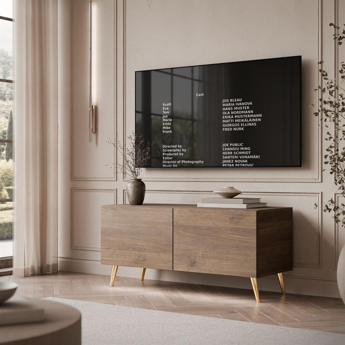 TV-UNIT COLGANTE NUSSBAUM auf Füßen mit LED - Nussbaumfarben, Holzwerkstoff (100/49/40cm) - Lookway