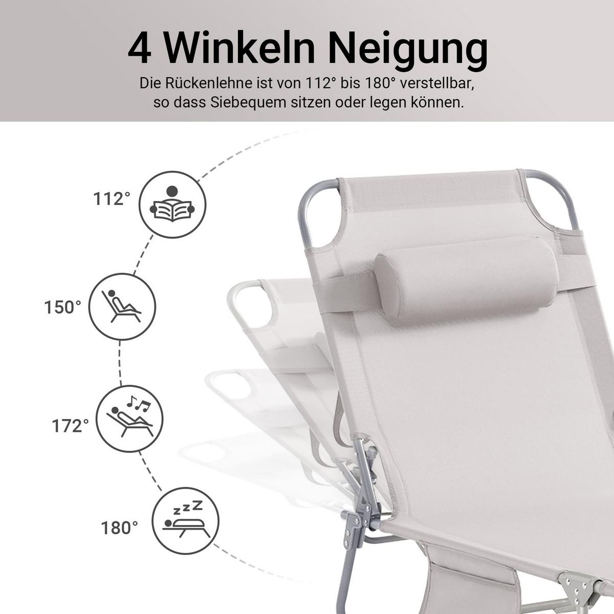 SONNENLIEGE Beige - Beige, Textil/Metall (195/58/63cm) - SoBuy