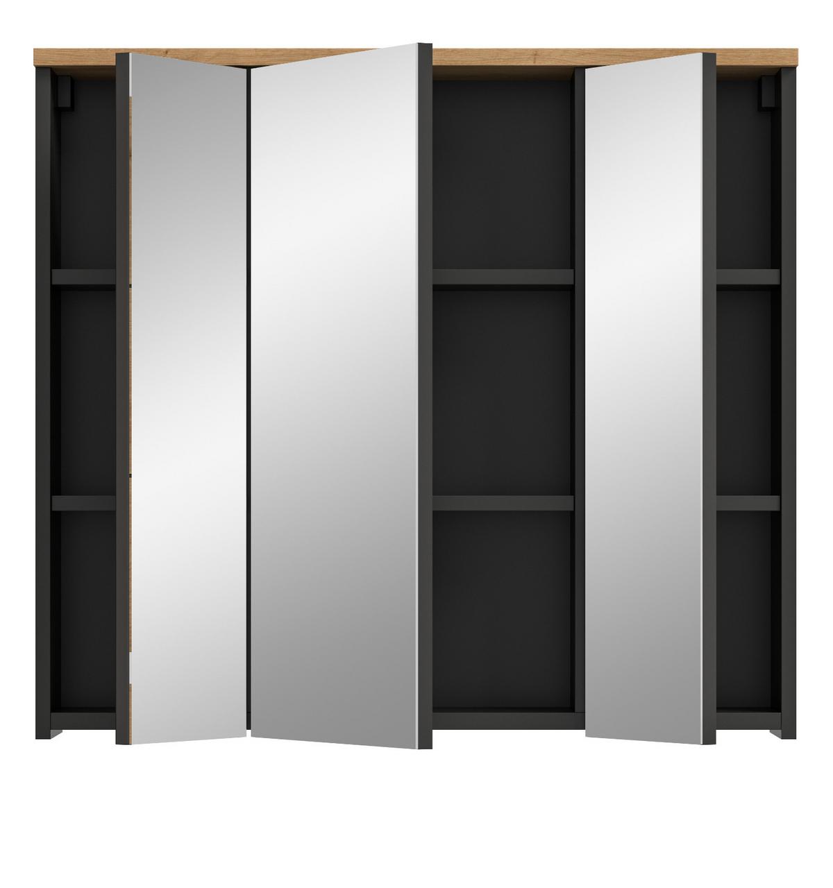 SPIEGELSCHRANK Eiche, grau 80 cm, Badschrank mit Soft-Close - Eiche Artisan/Grau, Glas/Holzwerkstoff (80/73/21cm) - Inn.Furn