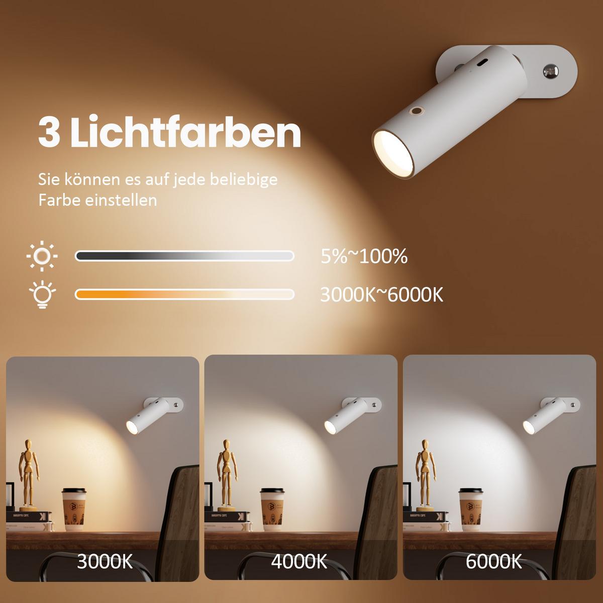 SCHREIBTISCHLAMPE LED Dimmbar Kabellos Weiß 32/12/12 cm - Weiß, Metall (33/12/33cm) - EMKE
