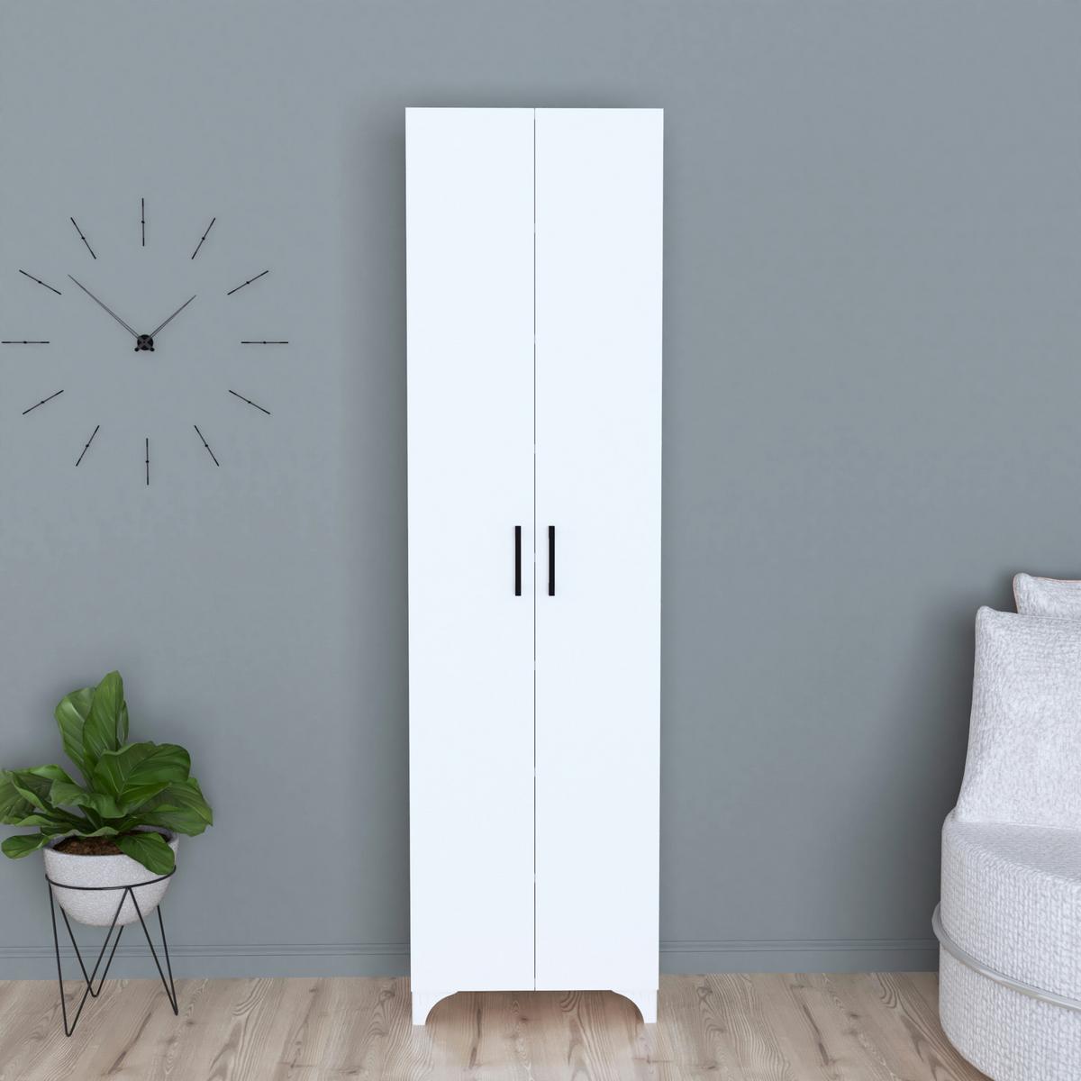 MEHRZWECKSCHRANK Strömsund - Weiß, Holzwerkstoff (48.5/177.5/32cm) - [en.casa]