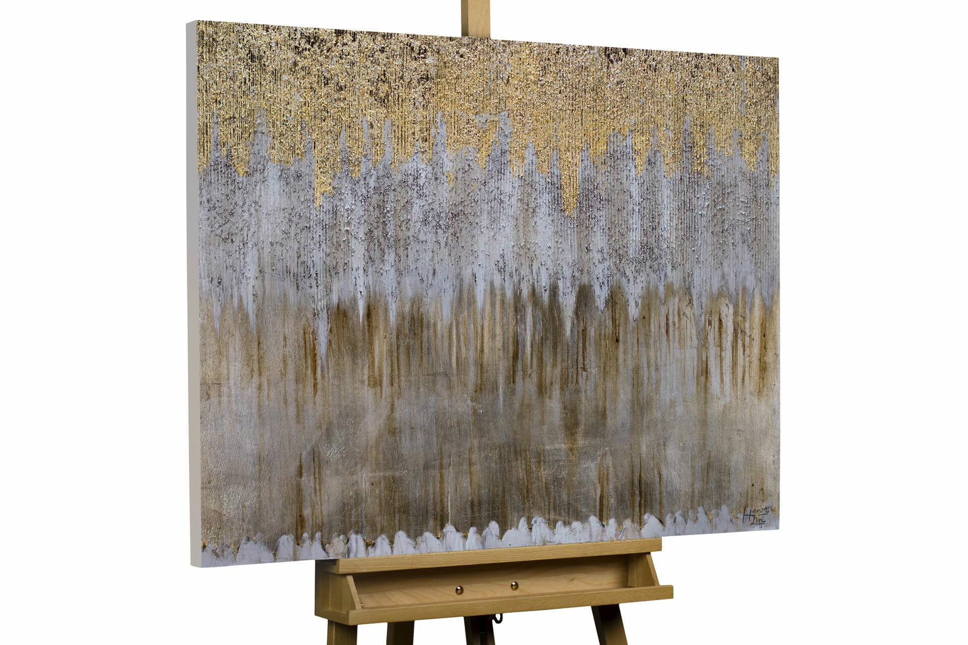 ACRYLBILD HANDGEMALT 100/75 cm - Goldfarben, Holz/Textil (100/75cm) - KUNSTLOFT