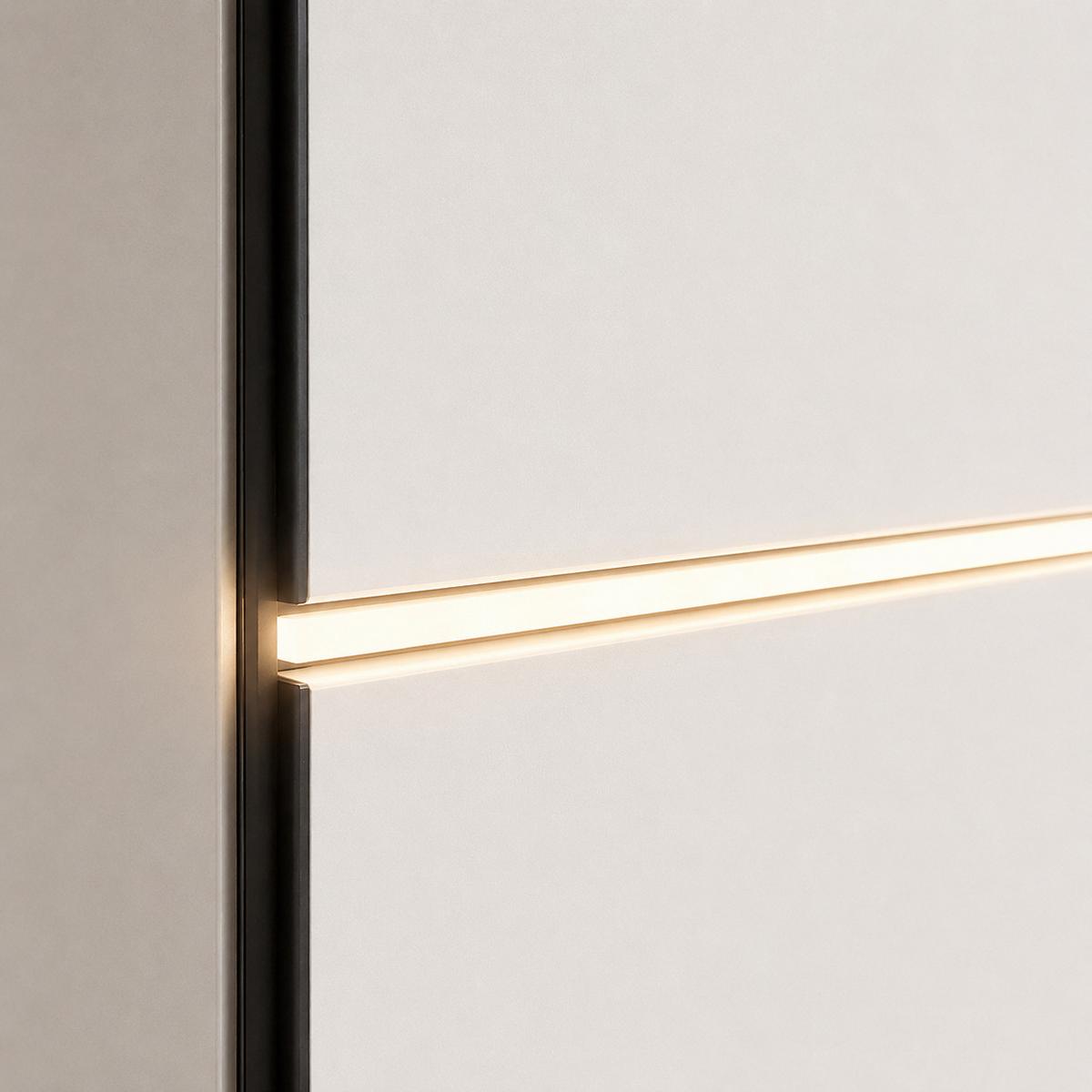 SCHWEBETÜRENSCHRANK Travis mit 2 Türen und LED-Beleuchtung, 250 cm, Kaschmir - Kaschmir, Holzwerkstoff (250/215/65cm) - Beautysofa