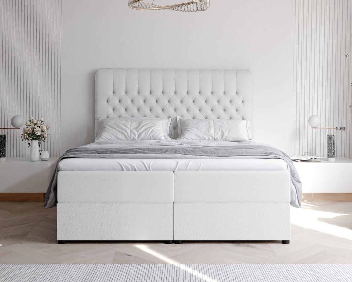BOXBETT 120x200 cm mit Topper - Weiß, Holzwerkstoff/Textil (120/200cm) - Idohome