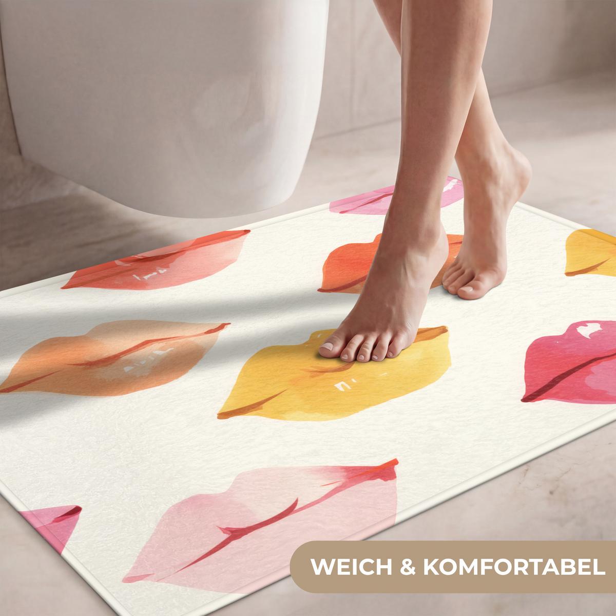 WC-VORLEGER Lippen - Bunt - Glänzend Toilettenteppich 90x60 cm - Rosa, Textil (90/1cm) - OnlyWow