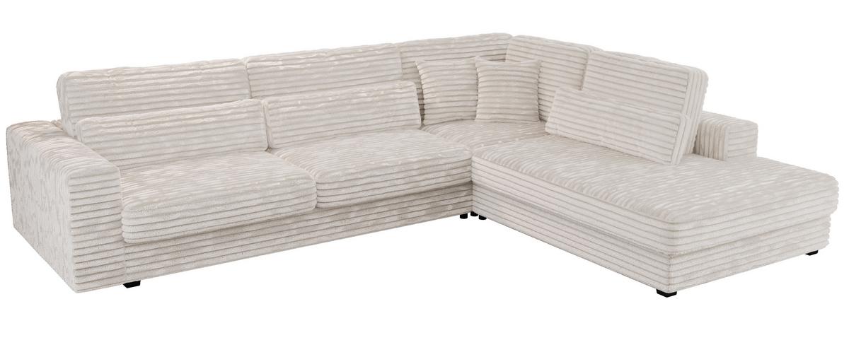 ECKSOFA Savona Beige breiter Cord - rechts - Beige/Schwarz, Kunststoff/Textil (249/316cm) - MKS