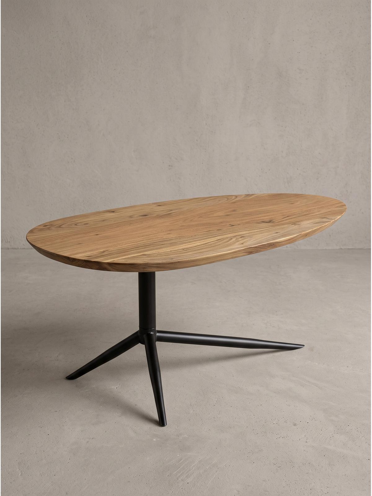 COUCHTISCH PIENZA, Akazie Massivholz, 87 x 50 x 36 cm - Schwarz/Akaziefarben, Holz/Metall (50/87/36cm) - KADIMA DESIGN