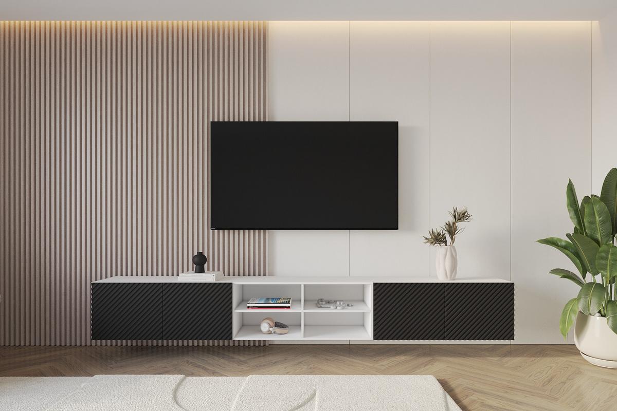 LOWBOARD ZENO-W 3x100x40x40 cm - Weiß / Schwarz - Schwarz, Holzwerkstoff (300/40/40cm) - ALTDECOR