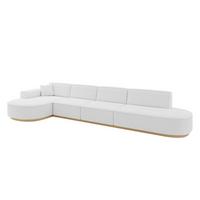 ECKSOFA Ottomane Links MARI-L3-v2 - 413x171x83 cm Weiß Bouclé - Weiß, Holzwerkstoff/Textil (413/171cm) - ALTDECOR