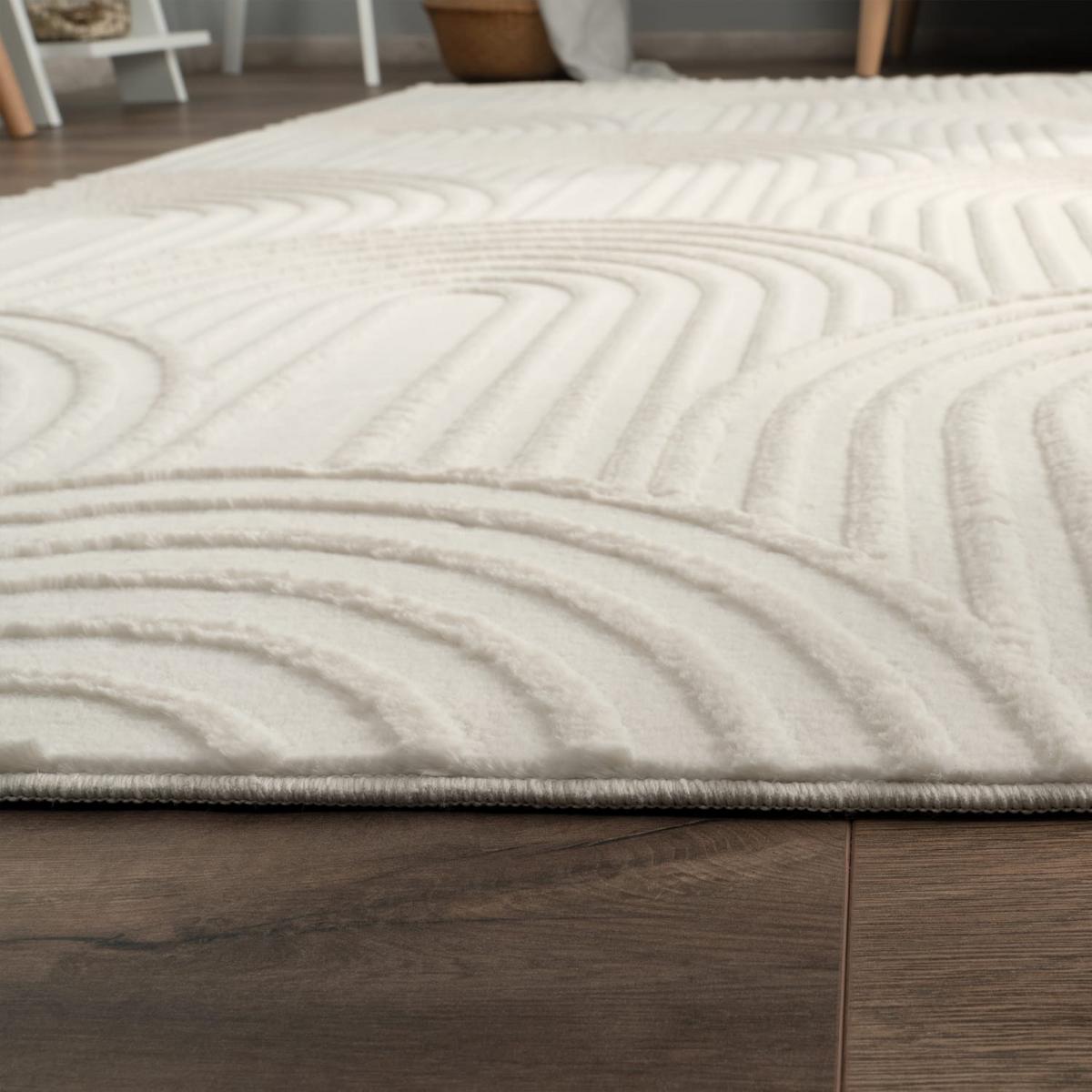 KURZFLORTEPPICH, mit Struktur, aus Polyester, Creme, 80 x 150 cm - Creme, Textil (150/80cm) - KADIMA DESIGN