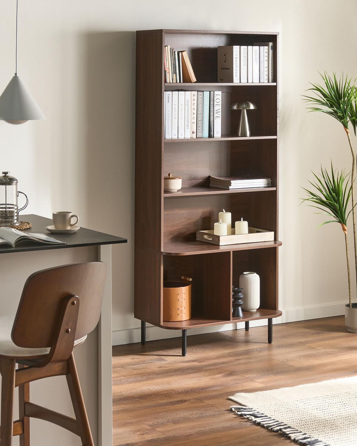 BÜCHERREGAL mit 6 Ebenen 180 cm Dunkelbraun Bradley - Dunkelbraun, Holzwerkstoff (80/180/40cm) - Beliani