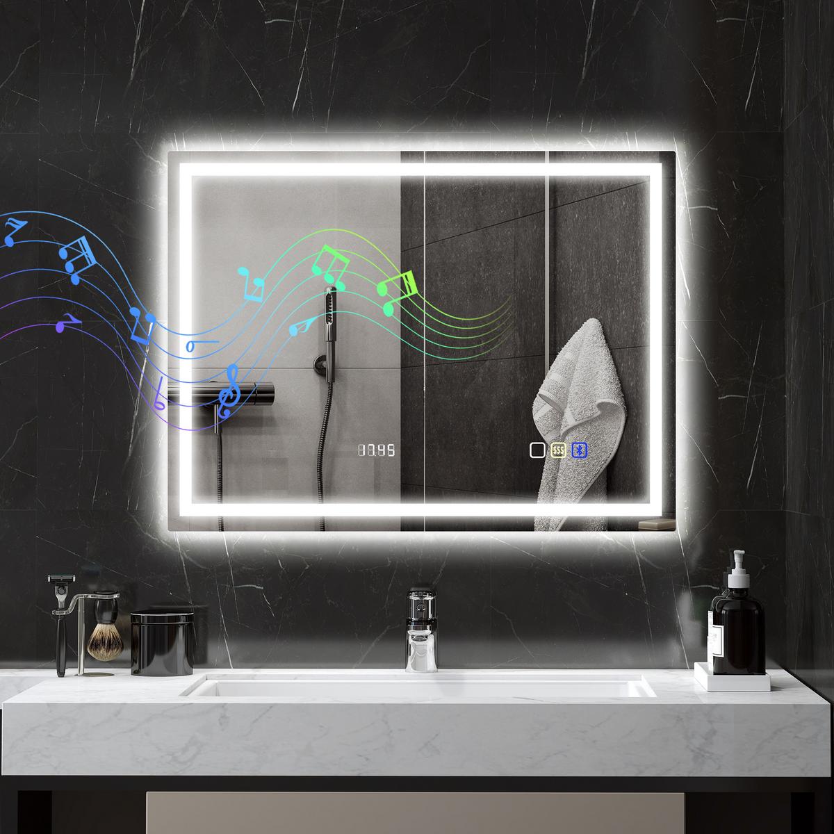 BADSPIEGEL Gehärtetes Glas Silber - Silberfarben, Glas (60/3.5/80cm) - HOMCOM