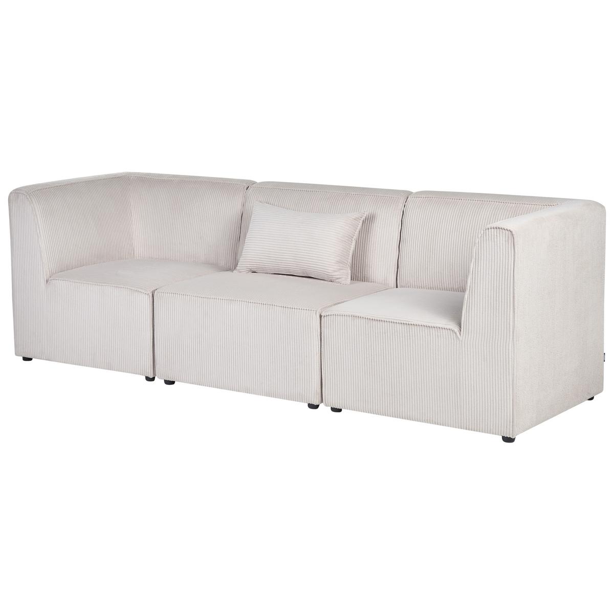 3-SITZER-MODULSOFA Beige Cord Lemvig - Beige, Textil (250/78/83cm) - Beliani