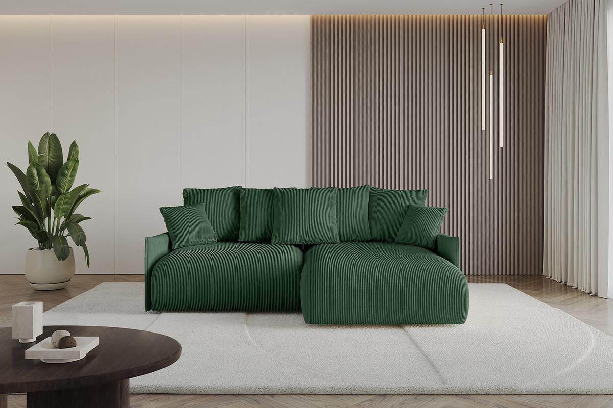 ECKSOFA Ottomane rechts ONESK-L -v1 216x177x72 Grün Cord - Grün, Holzwerkstoff/Kunststoff (177/216cm) - ALTDECOR