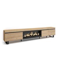 LOWBOARD, Tv-Schrank, mit Elektrokamin XXL, Eiche, 288/35/57cm - Eichefarben, Holzwerkstoff (288/57/35cm) - Skraut Home