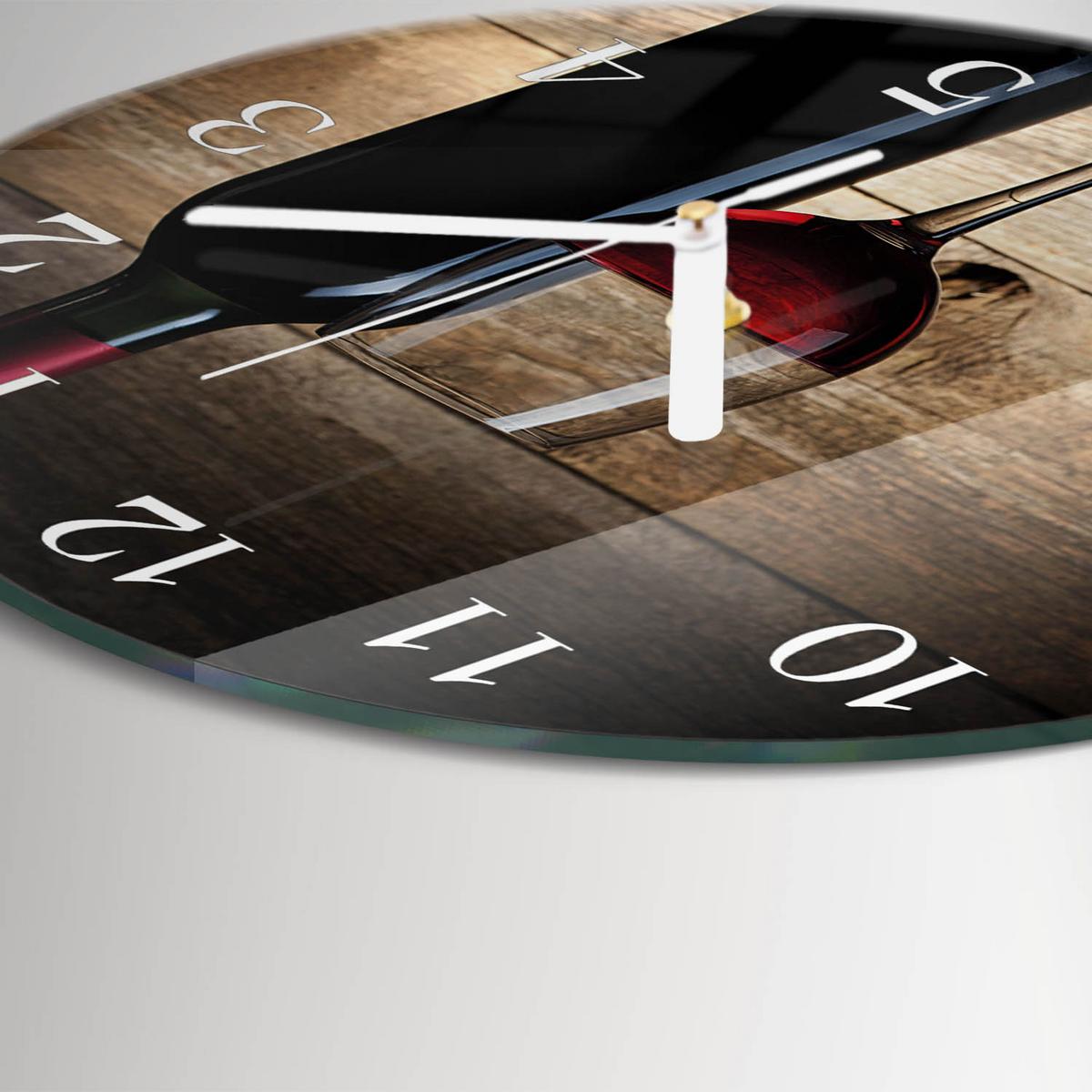 WANDUHR aus Glas Ø30 cm - Wein - Rot, Glas (30/30/0.4cm) - TULUP