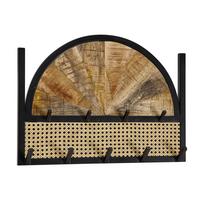 WANDGARDEROBE Mango Massivholz Rattan Modern 53x40x7,5 cm mit Wiener Geflecht und Metallrahmen - Braun, Holz (53/40/8cm) - KADIMA DESIGN