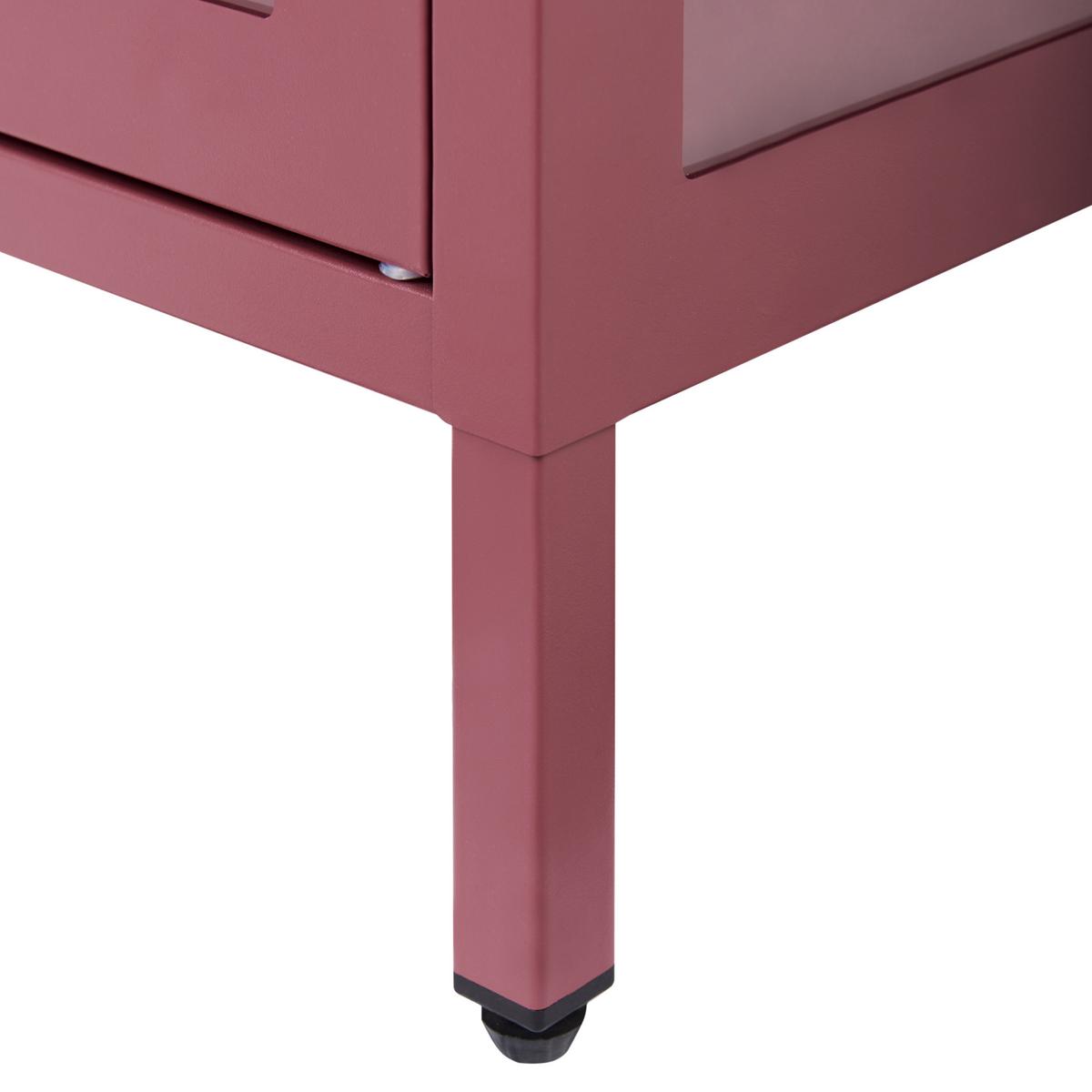 SIDEBOARD mit Glastüren Metall 115 cm Dunkelrot Newport - Dunkelrot, Metall (115/64/35cm) - Beliani