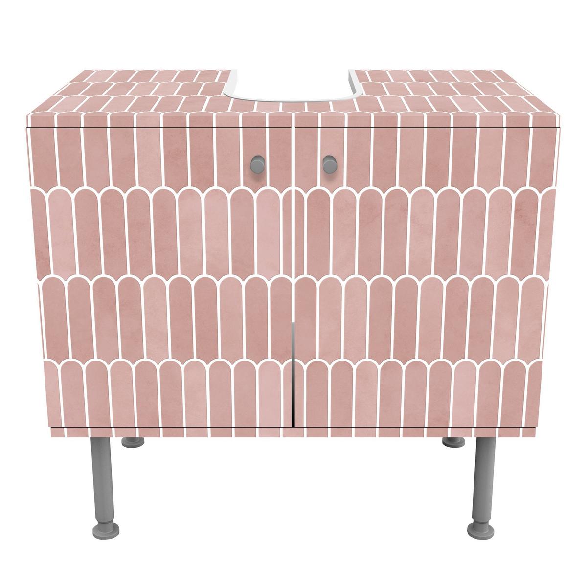WASCHBECKENUNTERSCHRANK Fischschuppen Fliesen Rosa 60/55/35 cm - Rosa, Holzwerkstoff (60/55/35cm) - Bilderwelten