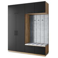 GARDEROBENSCHRANK REMA 200/240/60 cm Modern Eiche Wotan - Eiche Wotan/Hellgrau, Holzwerkstoff (200/240/60cm) - MASSENO